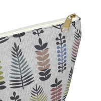 Stamped Leaves Accessory Pouch w T-bottom in Black